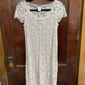 Diane Von Furstenberg Lace Midi Dress in Cream